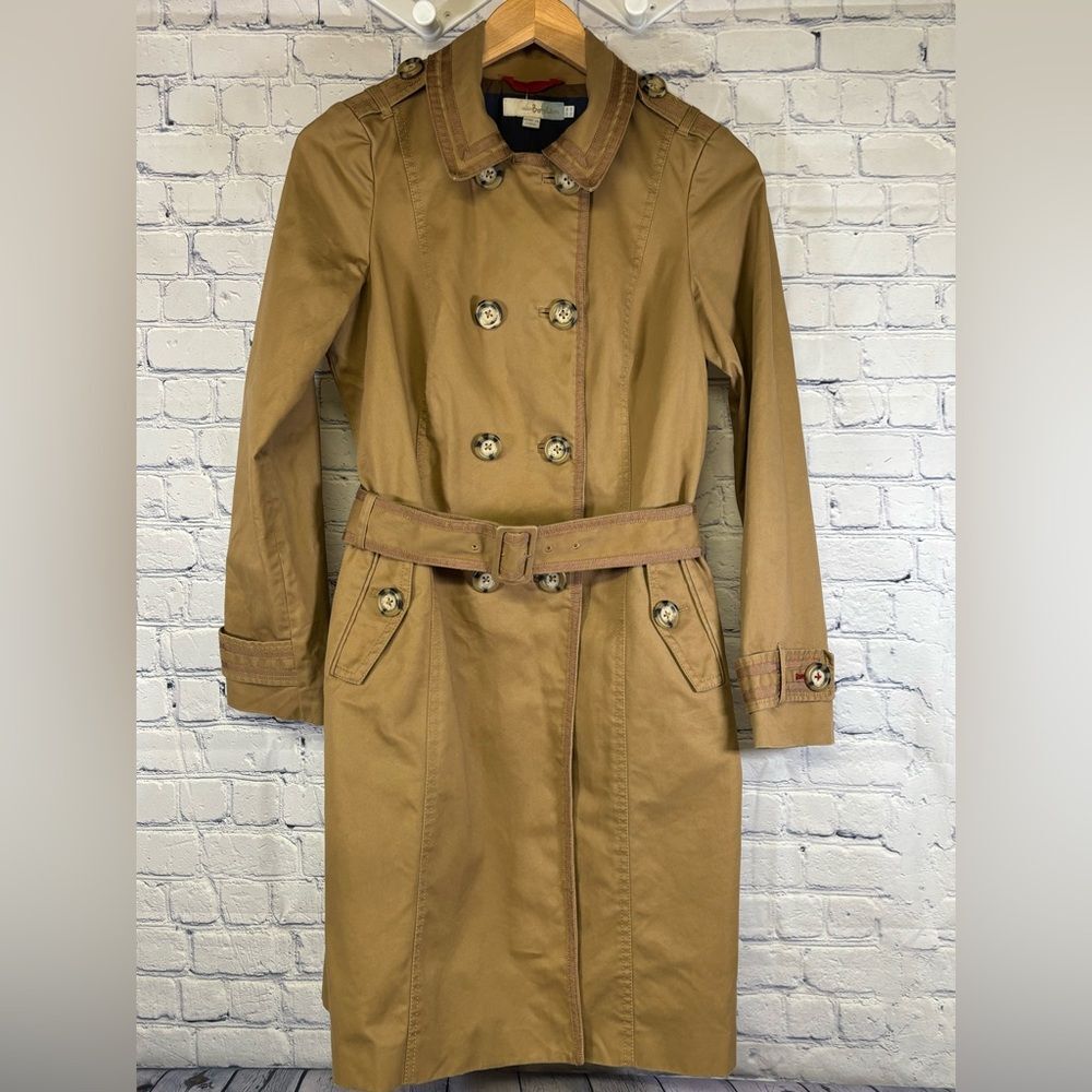 Boden Camel Chic Classic Preppy Double-Breasted Lined Heavy Cotton Trenchcoat 8